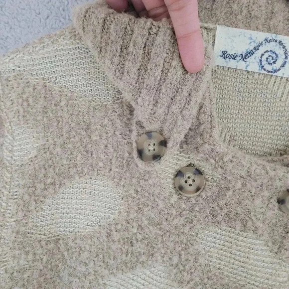 Anthropologie Rosie Neira Womens Wool Blend Cardigan Sweater L 20PT - Picture 8 of 9